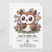 Charme Whimsical Digital Owl Geburtstag Einladung (Vorne/Hinten)