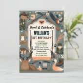 Charme Wild Camouflage Oh Deer Enck Jagd 1. Geburt Einladung (Stehend Vorderseite)