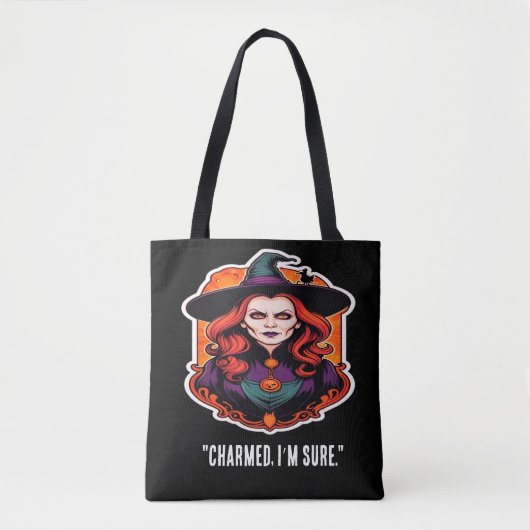 "Charmed, ich bin sicher." Funny Witch Tasche (Vorderseite)