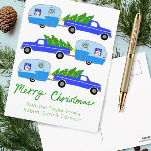 Charmiger Weihnachts-Camper Vintage-Wohnwagen Retr Postkarte