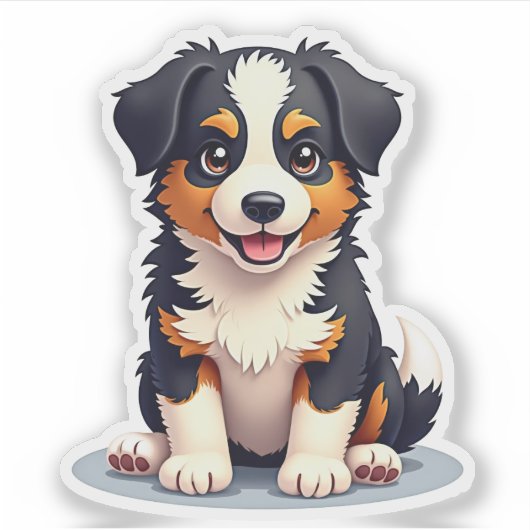 Charming 3D Australian Shepherd Pup, Friendly, Aufkleber (Vorderseite)