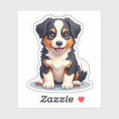 Charming 3D Australian Shepherd Pup, Friendly, Aufkleber (Blatt)