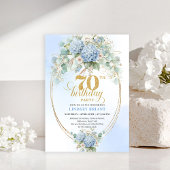 Charming 70th Birthday Blue Hydrangea Eucalyptus  Einladung
