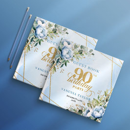 Charming 90th Birthday Dusty Blue Floral Memory Gästebuch