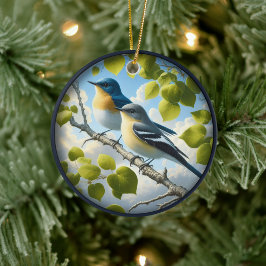 Charming Acadian Flycatchers Scene Christmas Keramik Ornament