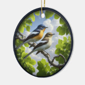 Charming Acadian Flycatchers Scene Christmas Keramik Ornament (Links)