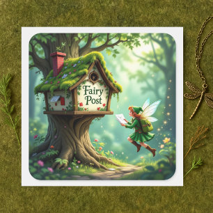 Charming Adorable Whimsical Fairy Post Siegel Quadratischer Aufkleber