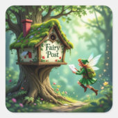 Charming Adorable Whimsical Fairy Post Siegel Quadratischer Aufkleber (Vorderseite)