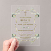 Charming Airy Greenery Gold Cross Dedication Acryleinladungen (Insitu (Handheld))