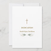Charming Airy Greenery Gold Cross Dedication  Einladung (Rückseite)