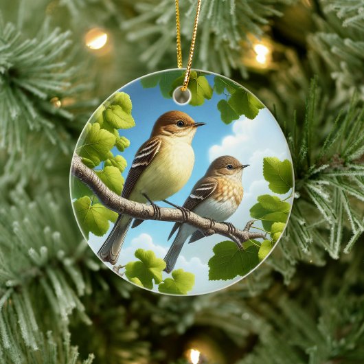 Charming Alder Flycatcher Bird Keepsake Keramik Ornament
