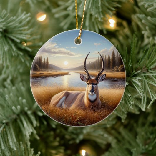 Charming American Antelope Animal Keepsake Keramik Ornament