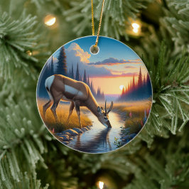 Charming American Antelope Animal Keepsake Keramik Ornament