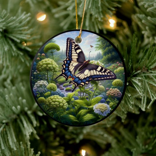Charming Anise Swallowtail Butterfly Keramik Ornament