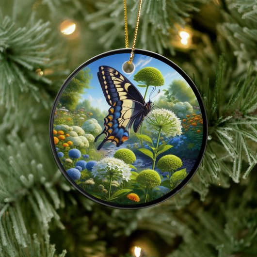 Charming Anise Swallowtail Butterfly Keramik Ornament
