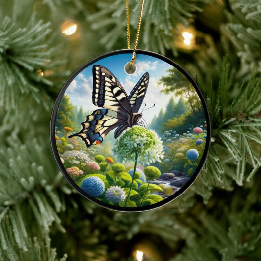 Charming Anise Swallowtail Butterfly Keramik Ornament