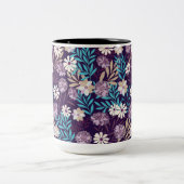 Charming Aquamarin & Burgund Floral Zweifarbige Tasse (Mittel)