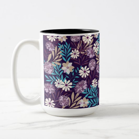 Charming Aquamarin & Burgund Floral Zweifarbige Tasse (Links)