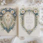 Charming Art Nouveau Daisy Floral Wedding Einladung
