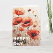 Charming Artistic Red Poppies Mother Day Karte (Vorderseite)