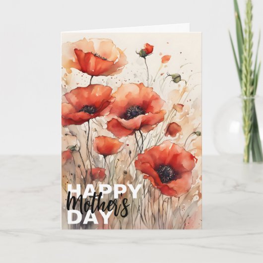 Charming Artistic Red Poppies Mother Day Karte (Vorderseite)