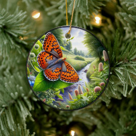 Charming Atlantis Fritillary Butterfly Keramik Ornament