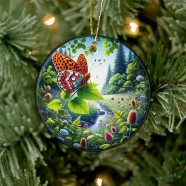 Charming Atlantis Fritillary Butterfly Keramik Ornament