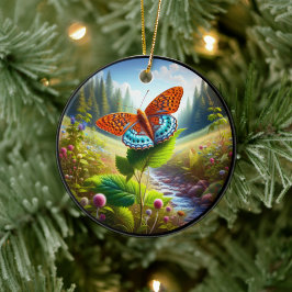 Charming Atlantis Fritillary Butterfly Keramik Ornament