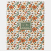Charming Autumn Flowers Rusty Sage Green Blanket Fleecedecke (Vorderseite)