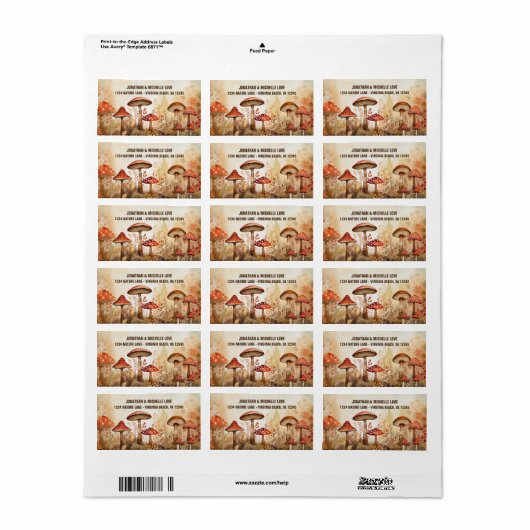 Charming Autumn Mushrooms Fall Forest Address Adressaufkleber (Vorne)