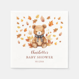 Charming Autumn Teddy Bear Baby Shower Serviette