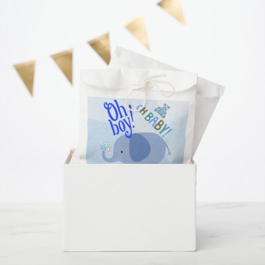 Charming Baby Blue Elephant 2-Tone Blue White Back Geschenktütchen (Party)