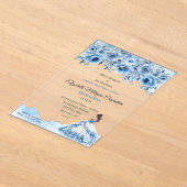 Charming Baby Blue und Silver Quinceñera Floral Acryleinladungen (Ablage )