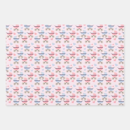 Charming Baby Buggy Wrapping Paper Geschenkpapier Set (Vorderseite)
