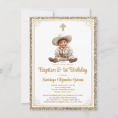 Charming Baby Charro Gold Taufe & Birthday Invit Einladung (Vorderseite)