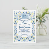 Charming Baby Dusche Brunch Einladung blau (Stehend Vorderseite)