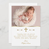 Charming Baby Foto Gold Cross Heilige Kommune Dankeskarte (Vorne/Hinten)