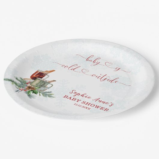 Charming Baby ist kalt draußen Babydusche Pappteller (Schrägansicht)