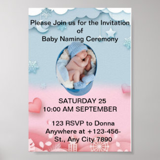 Charming Baby Naming Zeremonie Einladung Poster
