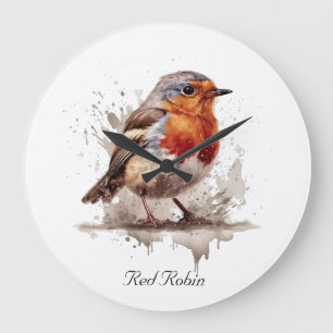 Charming Backyard Robin, Brauch Große Wanduhr