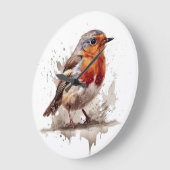 Charming Backyard Robin Große Wanduhr (Winkel)