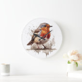 Charming Backyard Robin Große Wanduhr (Zuhause)