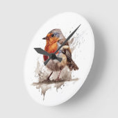 Charming Backyard Robin Runde Wanduhr (Winkel)