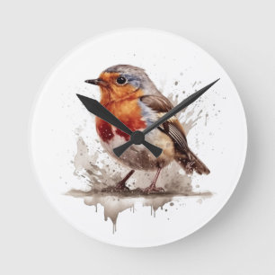 Charming Backyard Robin Runde Wanduhr