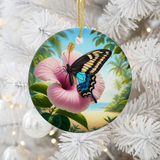 Charming Bahaman Swallowtail Butterfly Keepsake Keramik Ornament