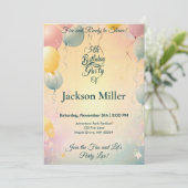 Charming Balloon Birthday - Niedlich Bird Red Ball Einladung (Stehend Vorderseite)