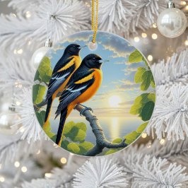 Charming Baltimore Oriole Bird Keepsake Keramik Ornament