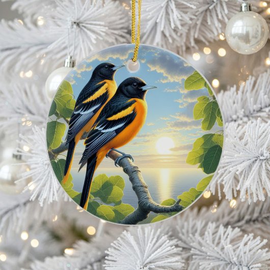 Charming Baltimore Oriole Bird Keepsake Keramik Ornament