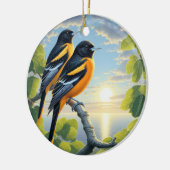 Charming Baltimore Oriole Bird Keepsake Keramik Ornament (Links)