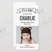 Charming Banner Baby Boy Geburtsankündigung Ankündigung (Vorne/Hinten)